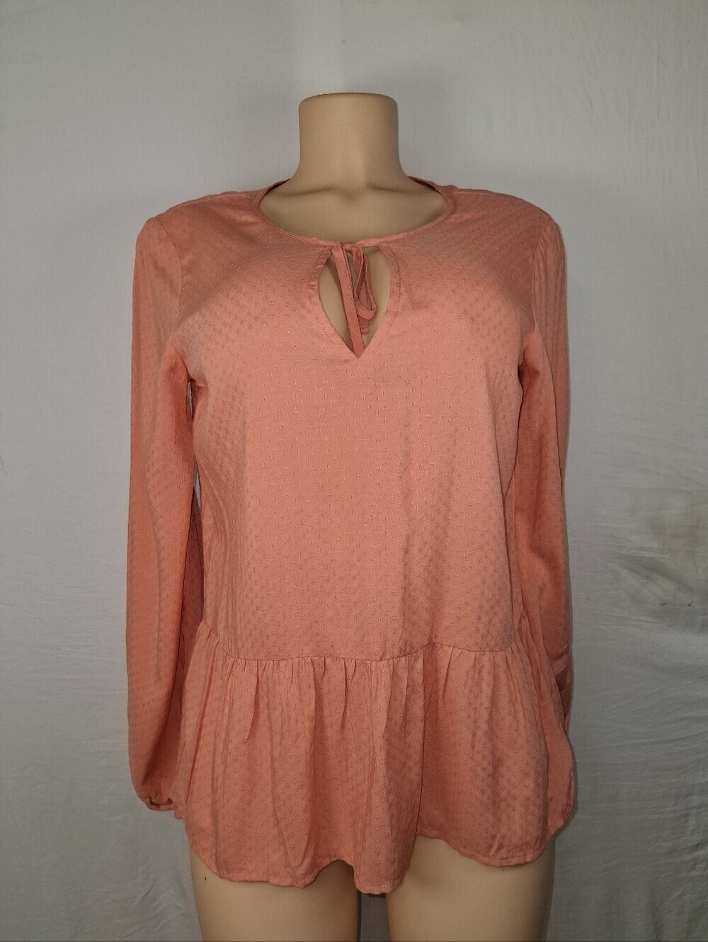 Sanctuary Peach Tie-Neck Peplum Top Sixe S - Picture 15 of 16